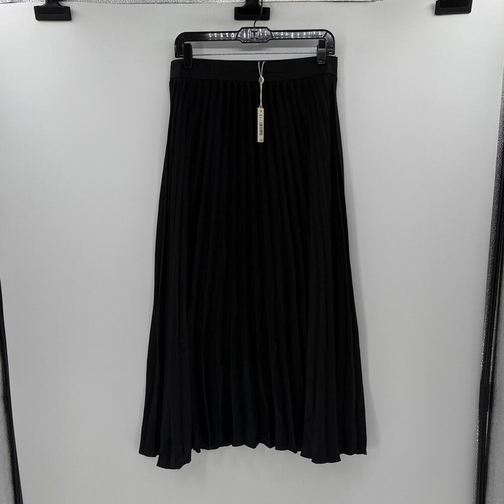 Max Studio Women's Pleated Midi A-Line Skirt - Black - Large - NWT